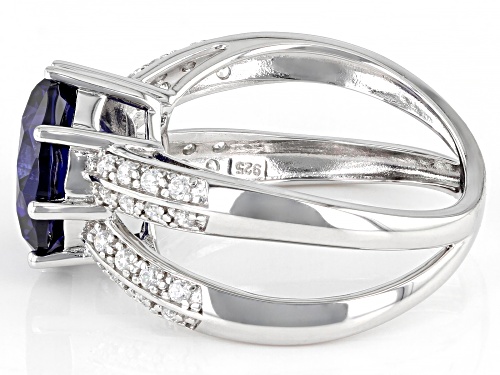 Bella Luce® Esotica™ 8.45ctw Tanzanite And White Diamond Simulants Rhodium Over Sterling Silver Ring - Size 8