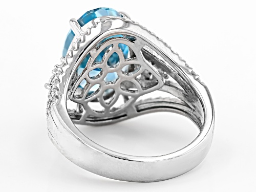 Bella Luce® Esotica™ 11.69ctw Neon Apatite And White Diamond Simulants Rhodium Over Silver Ring - Size 5