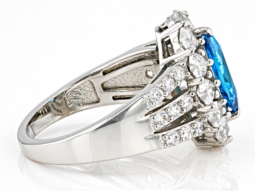Bella Luce® Esotica™ 4.35ctw Neon Apatite And White Diamond Simulants Rhodium Over Silver Ring - Size 5