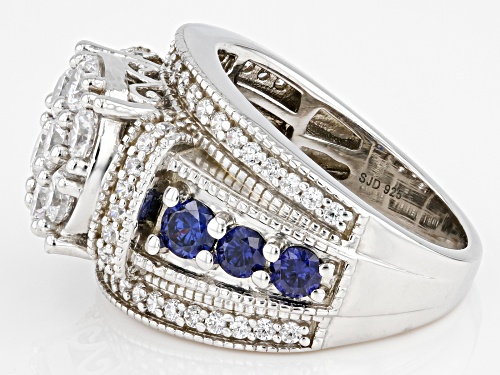 Bella Luce® Esotica™ 4.15ctw Tanzanite And White Diamond Simulants Platinum Over Silver Ring - Size 5