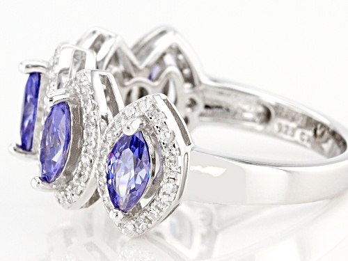 Bella Luce® Esotica™ 2.86ctw Tanzanite And White Diamond Simulants Rhodium Over Sterling Silver Ring - Size 7