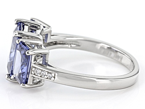 Bella Luce® Esotica™ 6.85ctw Tanzanite And White Diamond Simulants Platinum Over Silver Ring - Size 6