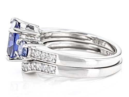 Bella Luce® Esotica™ 5.12ctw Tanzanite And White Diamond Simulants Platinum Over Silver 2 Ring Set - Size 10
