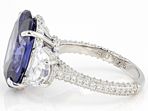 Bella Luce® Esotica™ 19.81ctw Tanzanite And Diamond Simulants Platinum Over Sterling Silver Ring - Size 7