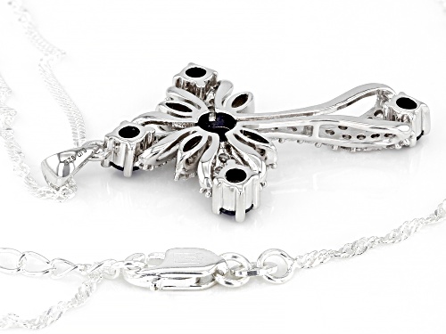 Bella Luce® Esotica™ 2.85ctw Tanzanite And White Diamond Simulants Rhodium Over Silver Cross Pendant