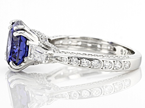 Bella Luce® Esotica™ 8.85ctw Tanzanite And White Diamond Simulants Platinum Over Silver Ring - Size 7