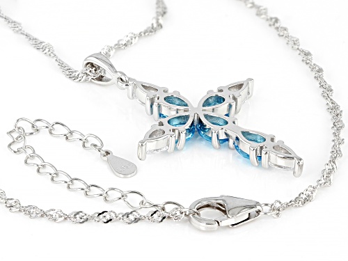 Bella Luce® Esotica™ 3.62ctw Neon Apatite And White Dia Simulants Rhodium Over Silver Cross Pendant