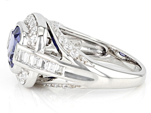 Bella Luce® Esotica™ 5.05ctw Tanzanite And White Diamond Simulants Platinum Over Silver Ring - Size 11