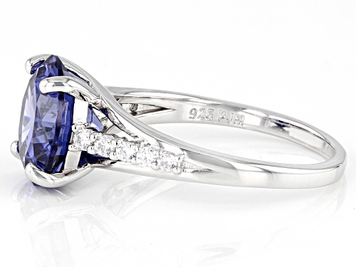 Bella Luce® Esotica™ 5.62ctw Tanzanite And White Diamond Simulants Rhodium Over Sterling Silver Ring - Size 10