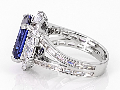 Bella Luce® Esotica™ 17.82ctw Tanzanite And White Diamond Simulants Rhodium Over Silver Ring - Size 7