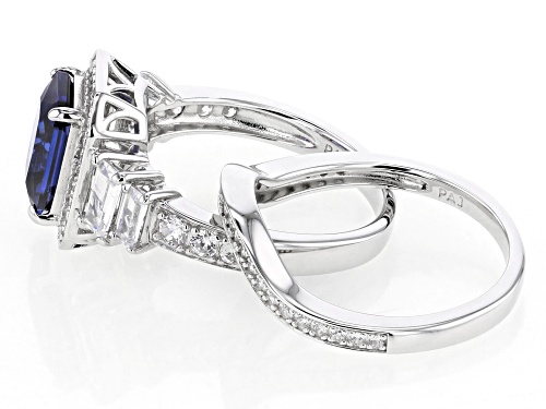 Bella Luce® Esotica™ 4.99ctw Tanzanite And White Diamond Simulants Rhodium Over Silver Ring Set - Size 8