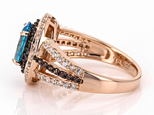 Bella Luce® Esotica™ 5.01ctw Neon Apatite, Mocha, And White Diamond Simulants Eterno™ Rose Ring - Size 5