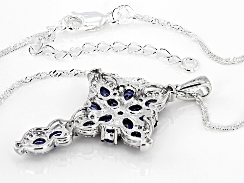 Bella Luce® Esotica™3.60ctw Tanzanite And Dia Simulants Rhodium Over Silver Cross Pendant With Chain