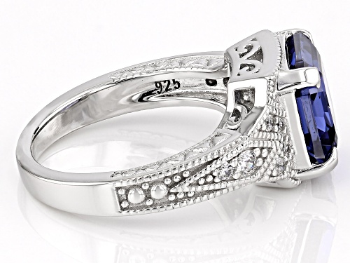 Bella Luce® Esotica™ 8.10ctw Tanzanite And Diamond Simulants Platinum Over Silver Asscher Cut Ring - Size 6
