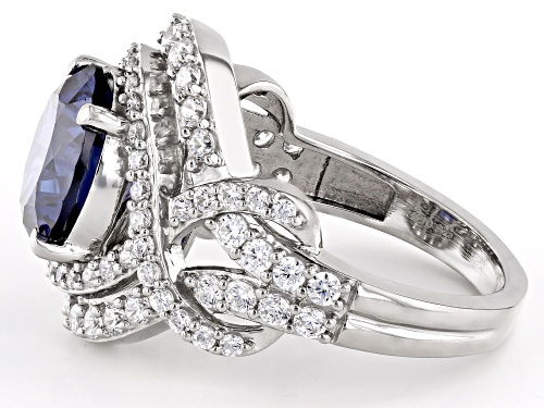 Bella Luce® Esotica™ 7.70ctw Tanzanite And White Diamond Simulants Rhodium Over Sterling Silver Ring - Size 8