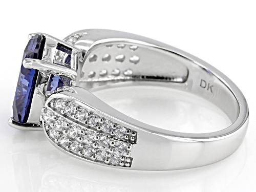 Bella Luce® Esotica™ 5.45ctw Tanzanite And White Diamond Simulants Rhodium Over Sterling Silver Ring - Size 9