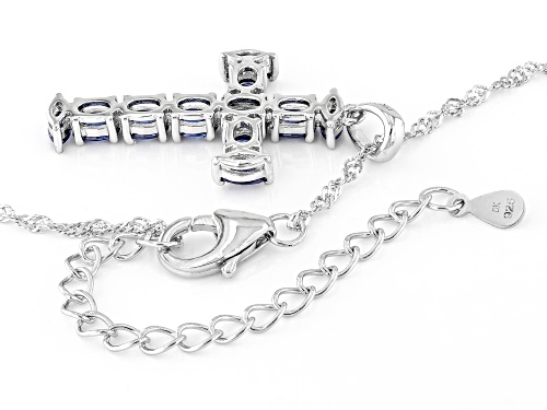 Bella Luce® Esotica™ 2.60ctw Tanzanite Simulant Rhodium Over Sterling Silver Cross Pendant
