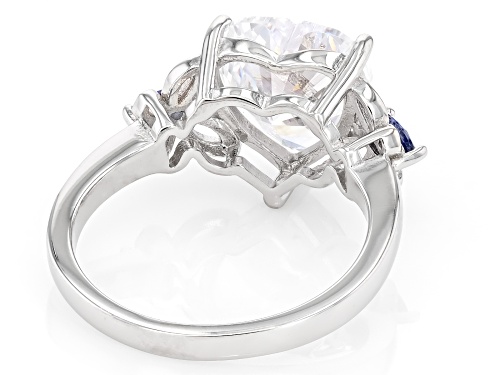 Bella Luce® Esotica™ 4.84ctw Tanzanite And White Diamond Simulants Rhodium Over Silver Heart Ring - Size 9