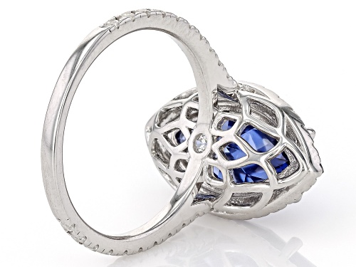 Bella Luce® Esotica™ 8.51ctw Tanzanite And White Diamond Simulants Rhodium Over Sterling Silver Ring - Size 8