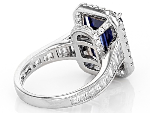 Bella Luce® Esotica™ 15.56ctw Tanzanite And White Diamond Simulants Rhodium Over Silver Ring - Size 8