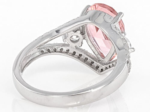Bella Luce® Esotica™ 3.57ctw Morganite & White Diamond Simulants Rhodium Over Silver Ring - Size 5