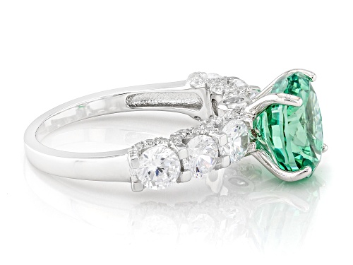 Bella Luce® Esotica™ 4.28ctw Paraiba Tourmaline And White Diamond Simulants Rhodium Over Silver Ring - Size 8