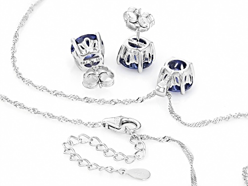 Bella Luce® Esotica™ Tanzanite Simulant Rhodium Over Sterling Silver Pendant with Chain and Earrings