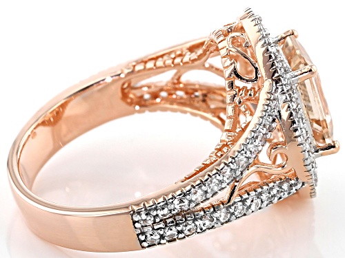 1.09ct Emerald Cut Cor-De-Rosa Morganite™ with 1.15ctw Round White Zircon 10k Rose Gold Ring - Size 7