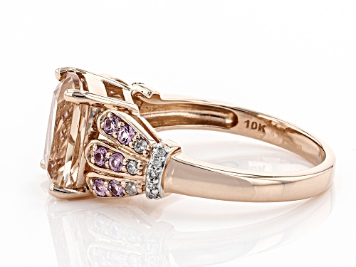 2.44ct Cor-De-Rosa Morganite™, .18ctw Pink Sapphire, .07ctw Diamond Accent 10k Rose Gold Ring - Size 6