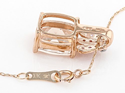 2.56ctw Cor-De-Rosa Morganite™, Pink Sapphire & Diamond Accents 10k Rose Gold Pendant W/Chain