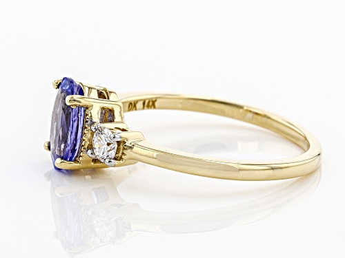 1.28ct Oval Tanzanite With .19ctw Round Lab-Grown Diamonds 14k Yellow Gold Ring - Size 4