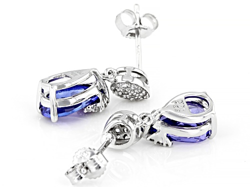 2.21ctw Pear Shape Tanzanite with .30ctw White Zircon Rhodium Over 14k White Gold Dangle Earrings
