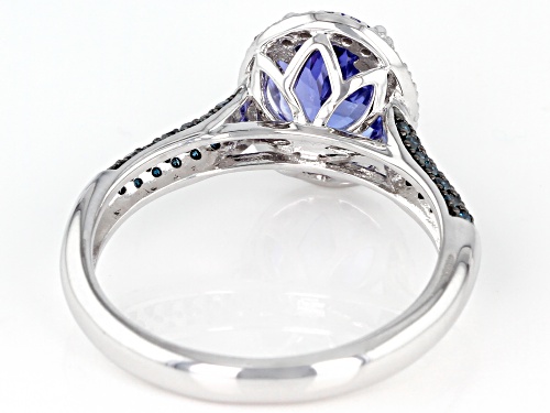 1.68ct Tanzanite, .17ctw Blue And .09ctw White Diamond Accent Rhodium Over 10k White Gold Ring - Size 7