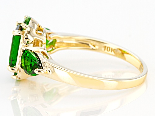 1.70ctw Mixed Chrome Diopside With .10ctw Round White Diamond 10k Yellow Gold Ring - Size 7