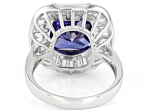 Bella Luce ® Esotica™ 11.20ctw Tanzanite And White Diamond Simulants Rhodium Over Silver Ring - Size 12