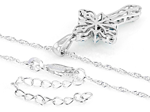 Bella Luce® 0.80ctw Blue Topaz Simulant Rhodium Over Sterling Silver Cross Pendant