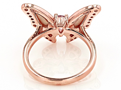 0.42ctw Color Shift Garnet, 0.19ctw White Zircon & Mother-Of-Pearl 18k Rose Gold Over Silver Ring - Size 10