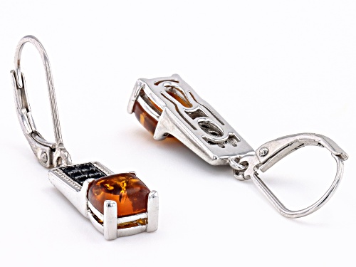 0.62ctw Amber And 0.33ctw Black Spinel Rhodium Over Sterling Silver Earrings