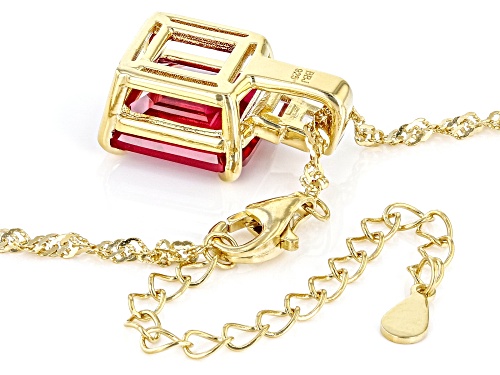 3.75ct Lab Ruby With 0.25ctw Lab Sapphire 18k Yellow Gold Over Sterling Silver Pendant With Chain