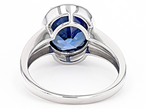 3.61ct Oval Lab Created Blue Sapphire Rhodium Over Sterling Silver Solitaire Ring - Size 8