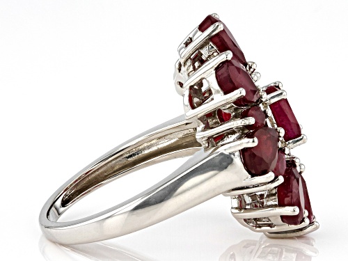 5.30ctw Mahaleo® Ruby And 0.15ctw White Zircon Rhodium Over Sterling Silver Ring - Size 9