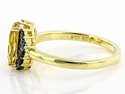 1.71ct Oval Citrine And 0.35ctw Black Spinel 18k Yellow Gold Over Sterling Silver Ring - Size 10