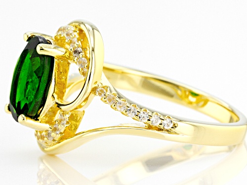 1.76ct Oval Chrome Diopside And 0.28ctw White Zircon 18k Yellow Gold Over Sterling Silver Ring - Size 10