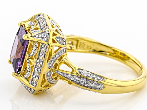 Bella Luce® 3.41ctw Amethyst Simulant Rhodium Over Silver And Eterno® Yellow Ring - Size 8