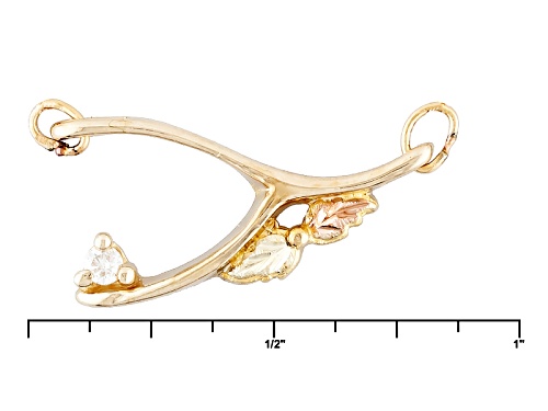 Black Hills Jewelry Single Diamond Accent 10k Yellow Gold & 12k Rose & Green Gold Wishbone Necklace - Size 18.5