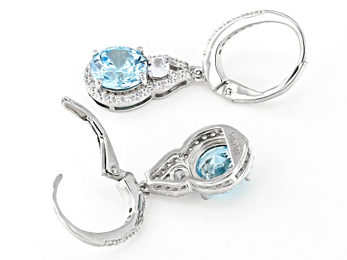 Bella Luce® 9.03ctw Aquamarine And White Diamond Simulants Rhodium Over Sterling Silver Earrings