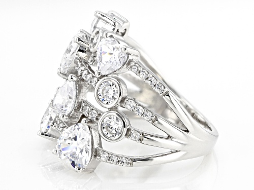Bella Luce® 7.10ctw White Diamond Simulant Rhodium Over Sterling Silver Ring (4.30ctw DEW) - Size 6