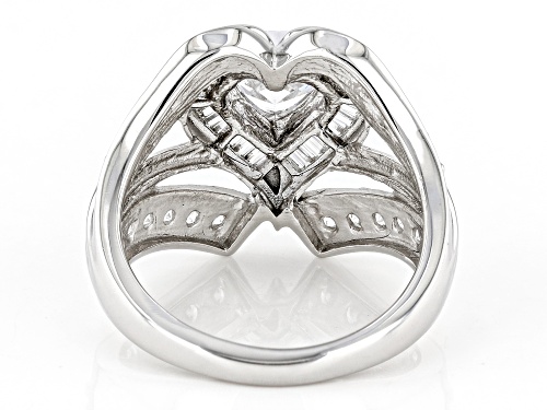 Bella Luce® 3.30ctw White Diamond Simulant Rhodium Over Sterling Silver Heart Ring (2.00ctw DEW) - Size 10