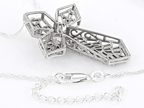 Bella Luce® 2.50ctw White Diamond Simulant Rhodium Over Sterling Silver Cross Pendant(1.51ctw DEW)