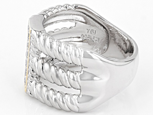 Bella Luce® 0.65ctw White Diamond Simulant Rhodium Over Silver And Eterno™ Yellow Ring(0.39ctw DEW) - Size 7